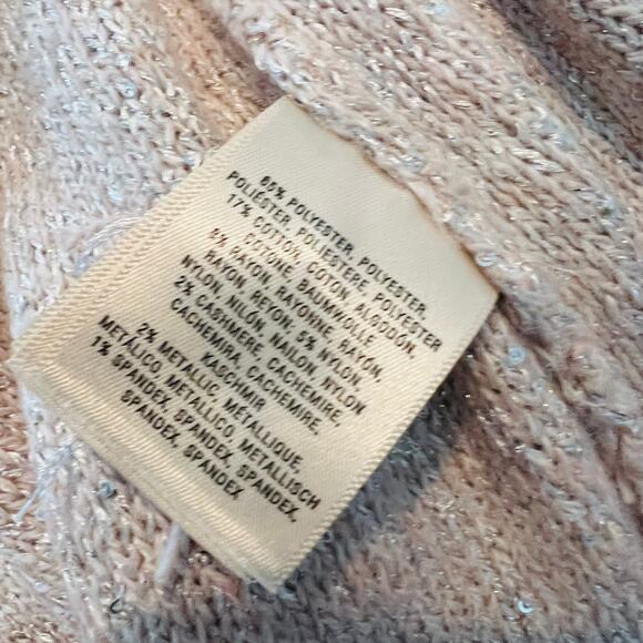 NEW! Knitted & Knotted Metallic Thread Cardigan Open Front Pink - S - Picture 7 of 8